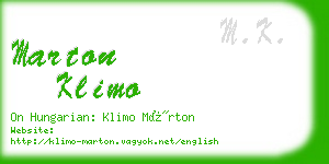 marton klimo business card